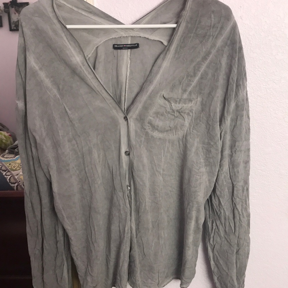 Brandy Melville grey blouse with buttons.